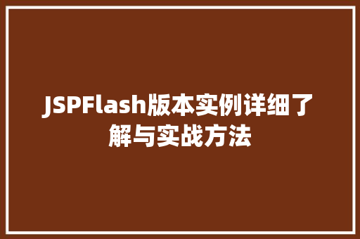 JSPFlash版本实例详细了解与实战方法