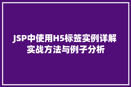 JSP中使用H5标签实例详解实战方法与例子分析  第1张
