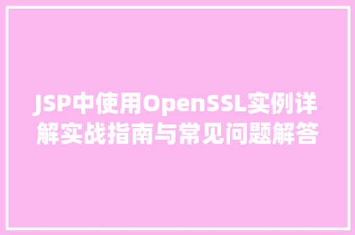 JSP中使用OpenSSL实例详解实战指南与常见问题解答  第1张