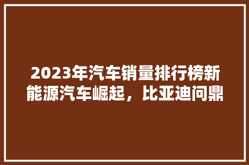 2023年汽车销量排行榜新能源汽车崛起，比亚迪问鼎冠军  第1张