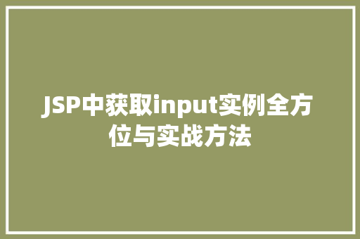JSP中获取input实例全方位与实战方法 第1张 JSP中获取input实例全方位与实战方法 第1张
