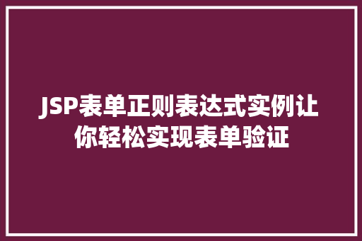 JSP表单正则表达式实例让你轻松实现表单验证 第1张 JSP表单正则表达式实例让你轻松实现表单验证 第1张