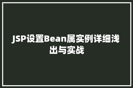 JSP设置Bean属实例详细浅出与实战  第1张