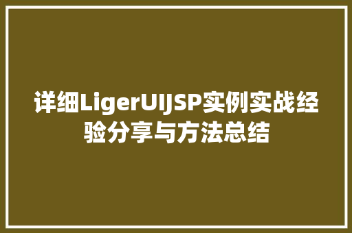 详细LigerUIJSP实例实战经验分享与方法总结
