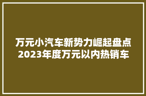 万元小汽车新势力崛起盘点2023年度万元以内热销车型  第1张