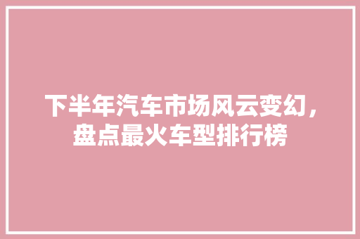 下半年汽车市场风云变幻，盘点最火车型排行榜  第1张