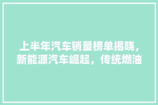 上半年汽车销量榜单揭晓，新能源汽车崛起，传统燃油车面临挑战  第1张