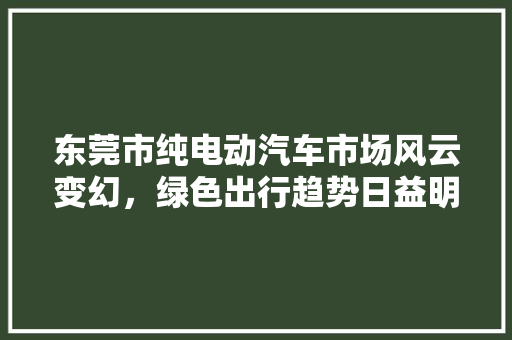 东莞市纯电动汽车市场风云变幻，绿色出行趋势日益明显  第1张