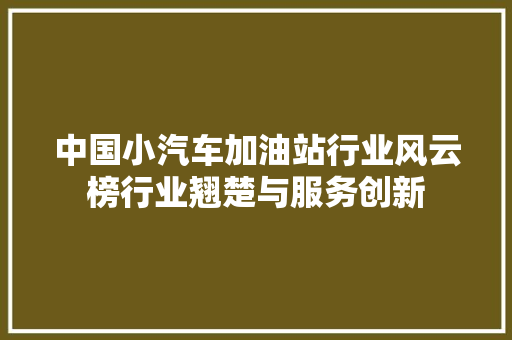 中国小汽车加油站行业风云榜行业翘楚与服务创新  第1张