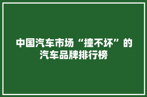 中国汽车市场“撞不坏”的汽车品牌排行榜  第1张