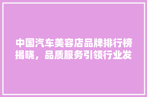 中国汽车美容店品牌排行榜揭晓，品质服务引领行业发展
