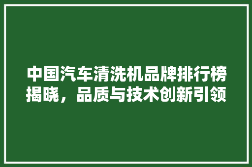 中国汽车清洗机品牌排行榜揭晓，品质与技术创新引领行业发展  第1张