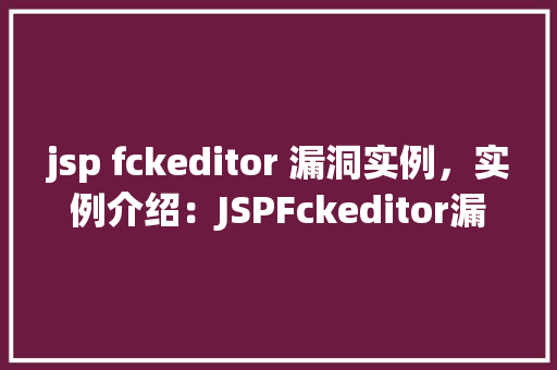 jsp fckeditor 漏洞实例，实例介绍：JSPFckeditor漏洞的风险与防范
