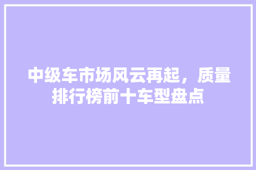 中级车市场风云再起，质量排行榜前十车型盘点