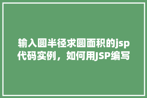 输入圆半径求圆面积的jsp代码实例，如何用JSP编写一个输入圆半径计算圆面积的示例代码
