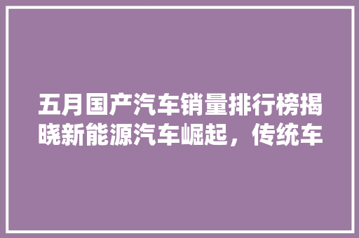 五月国产汽车销量排行榜揭晓新能源汽车崛起，传统车企积极转型