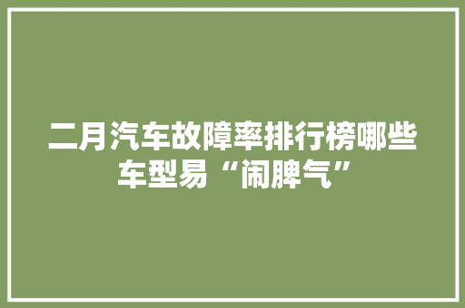 二月汽车故障率排行榜哪些车型易“闹脾气”  第1张