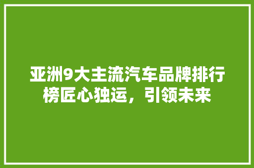 亚洲9大主流汽车品牌排行榜匠心独运，引领未来  第1张