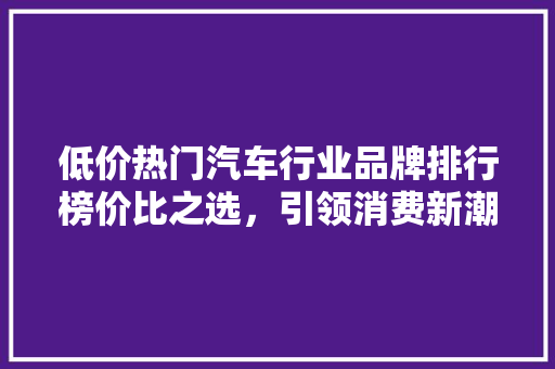低价热门汽车行业品牌排行榜价比之选，引领消费新潮流  第1张