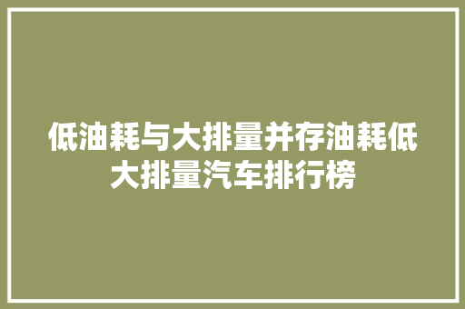 低油耗与大排量并存油耗低大排量汽车排行榜