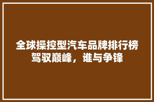 全球操控型汽车品牌排行榜驾驭巅峰，谁与争锋  第1张