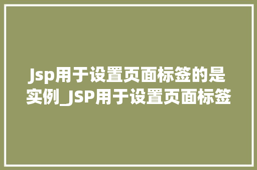 Jsp用于设置页面标签的是实例_JSP用于设置页面标签的实例详细浅出页面构建的艺术