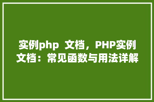 实例php  文档，PHP实例文档：常见函数与用法详解