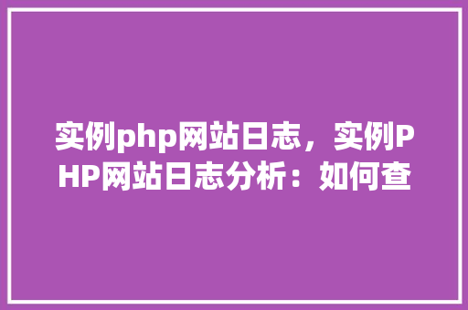 实例php网站日志，实例PHP网站日志分析：如何查看和利用网站日志