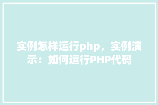 实例怎样运行php，实例演示：如何运行PHP代码  第1张