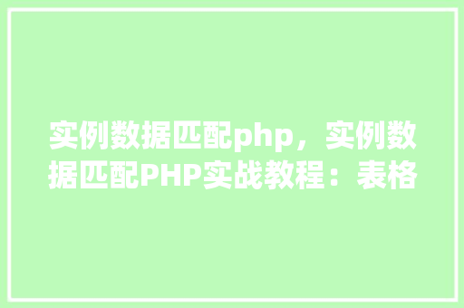 实例数据匹配php，实例数据匹配PHP实战教程：表格展示匹配过程