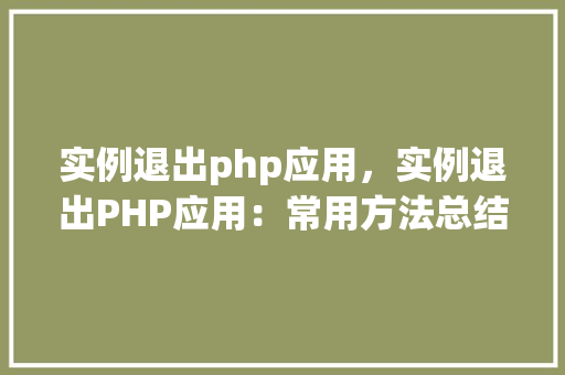 实例退出php应用，实例退出PHP应用：常用方法总结与示例