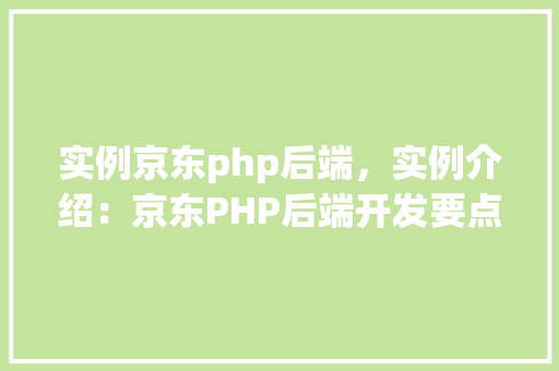 实例京东php后端，实例介绍：京东PHP后端开发要点与示例  第1张