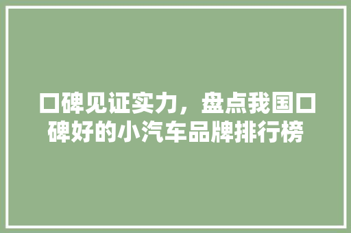口碑见证实力，盘点我国口碑好的小汽车品牌排行榜