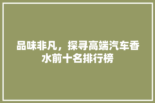 品味非凡，探寻高端汽车香水前十名排行榜  第1张