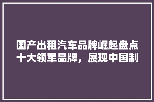 国产出租汽车品牌崛起盘点十大领军品牌，展现中国制造力量