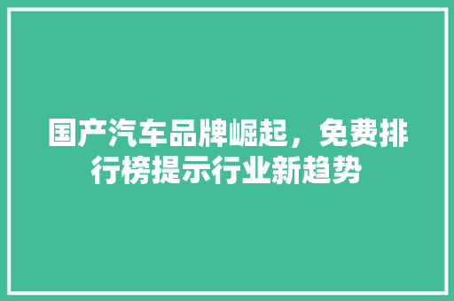国产汽车品牌崛起，免费排行榜提示行业新趋势  第1张
