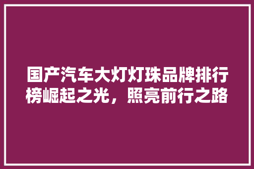 国产汽车大灯灯珠品牌排行榜崛起之光，照亮前行之路