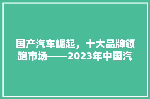 国产汽车崛起，十大品牌领跑市场——2023年中国汽车行业详细  第1张