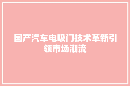 国产汽车电吸门技术革新引领市场潮流
