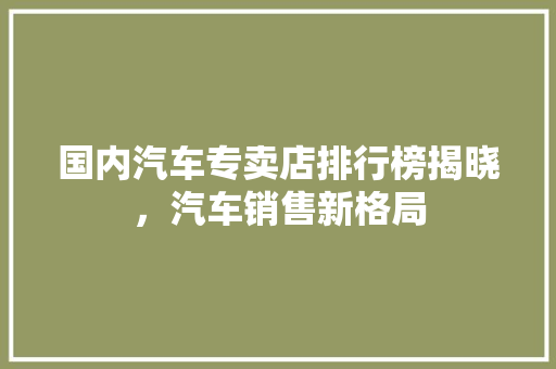 国内汽车专卖店排行榜揭晓，汽车销售新格局  第1张