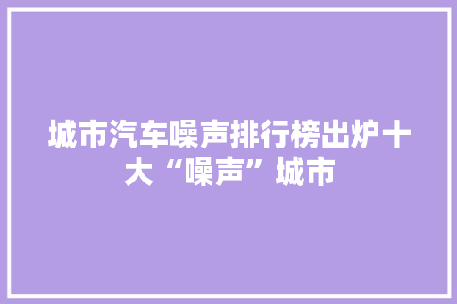 城市汽车噪声排行榜出炉十大“噪声”城市