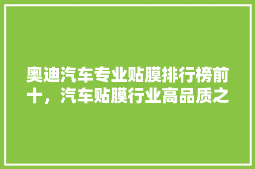 奥迪汽车专业贴膜排行榜前十，汽车贴膜行业高品质之选  第1张