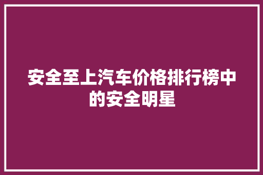 安全至上汽车价格排行榜中的安全明星